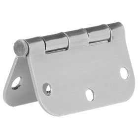 Close-up of satin nickel finish on Amazon Basics hinge for smooth interior door performance.