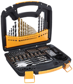 Amazon Basics drill and driver set in case for organized storage.