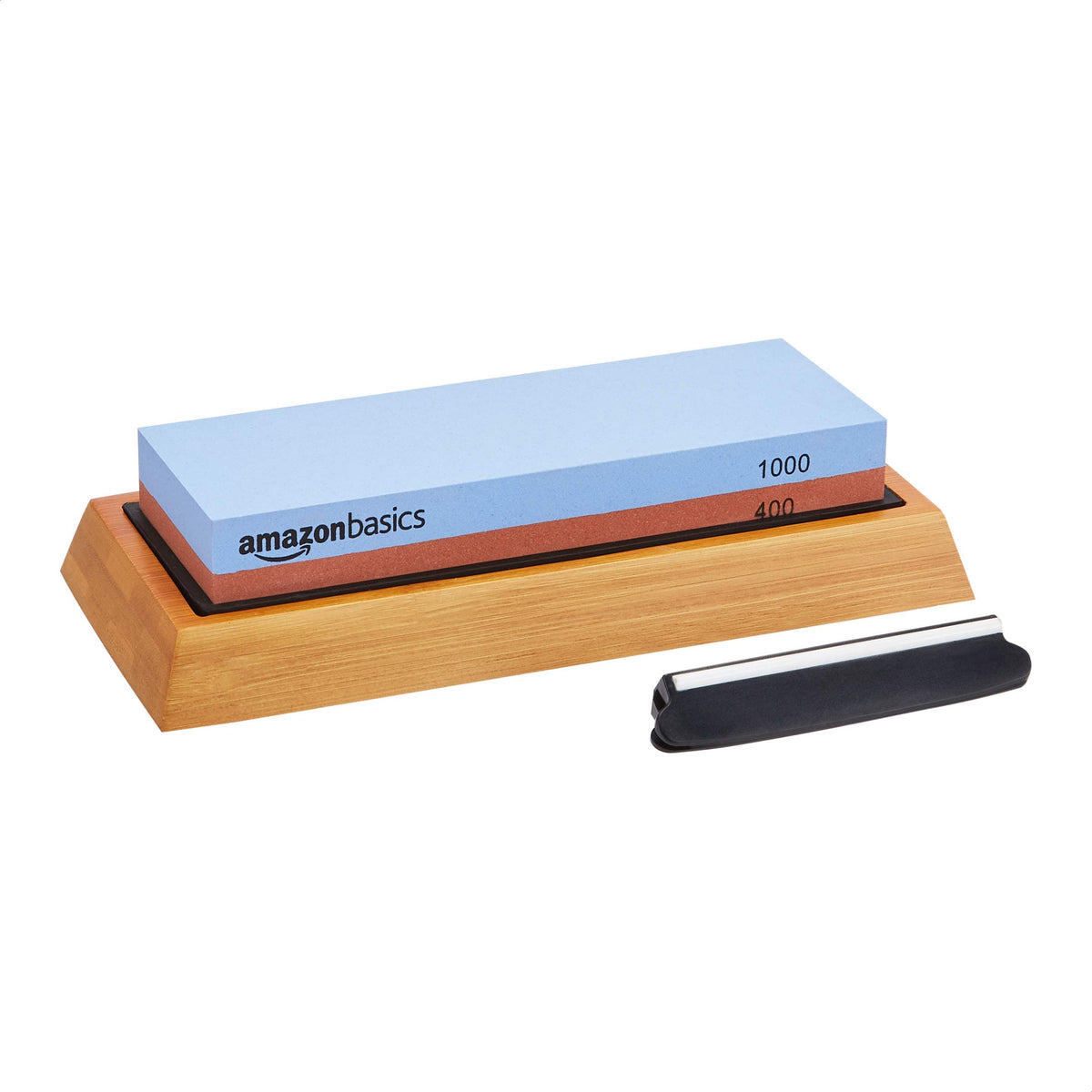 Amazon Basics dual-sided whetstone with 400/1000 grit for precise sharpening.