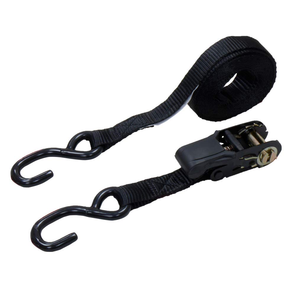 Amazon Basics durable woven polyester strap resists wear when securing cargo.
