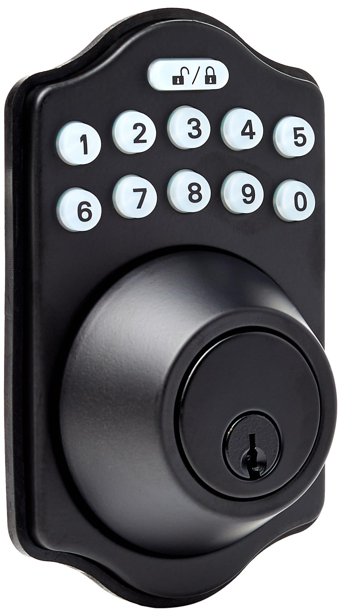 Amazon Basics electronic keypad deadbolt front view highlighting touch-entry convenience