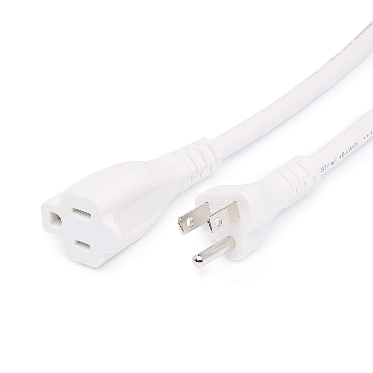 Amazon Basics extension cord 20 ft white two-pack on a desk setup