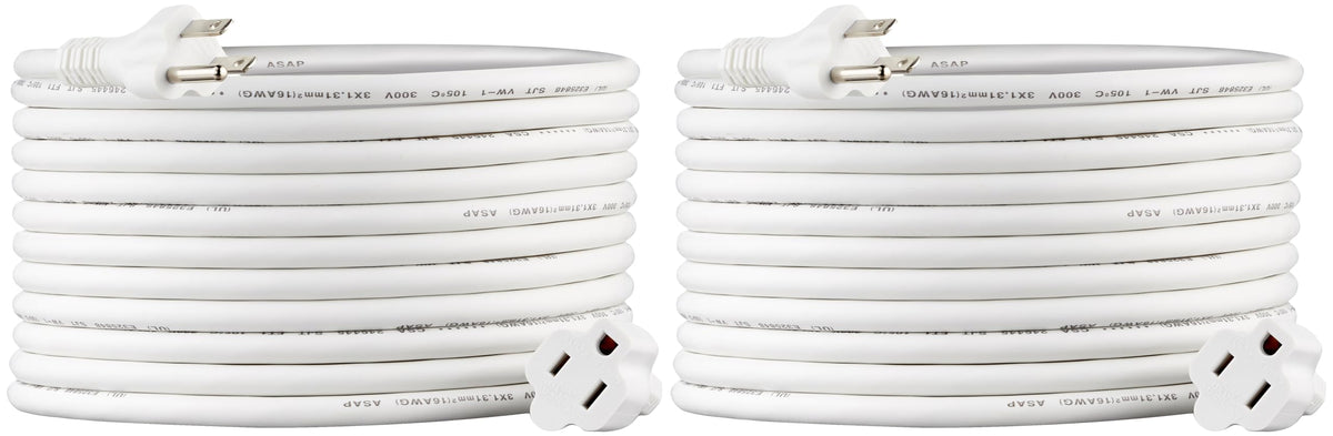 Amazon Basics extension cord 20 ft white in use powering electronics