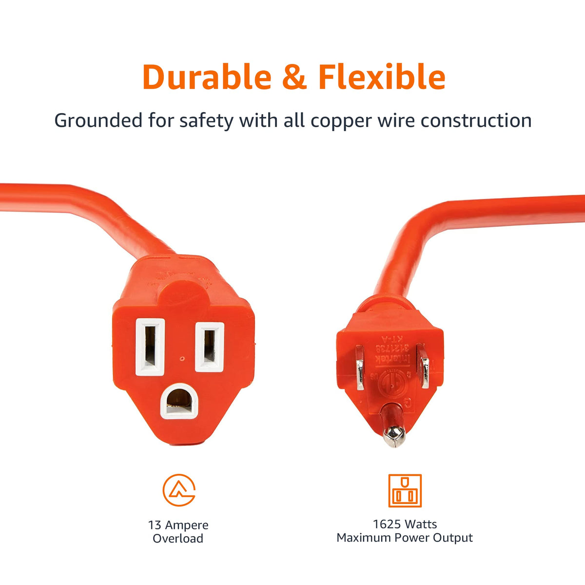 Amazon Basics extension cord copper wire construction for efficient power