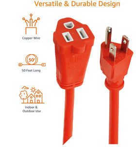 Amazon Basics vinyl-covered extension cord shields moisture and sun exposure