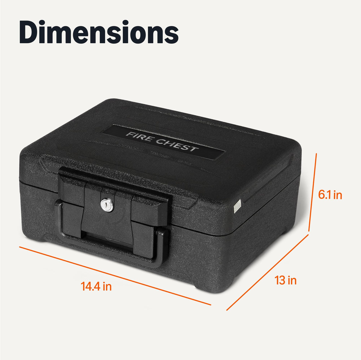 Amazon Basics fire chest exterior dimensions visible for desk or closet placement.