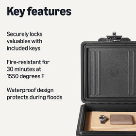 Amazon Basics fire-resistant chest interior layout highlighting space and organization