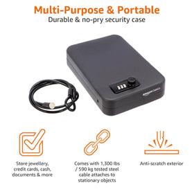 Amazon Basics foam padded interior cushions documents and jewelry safely.