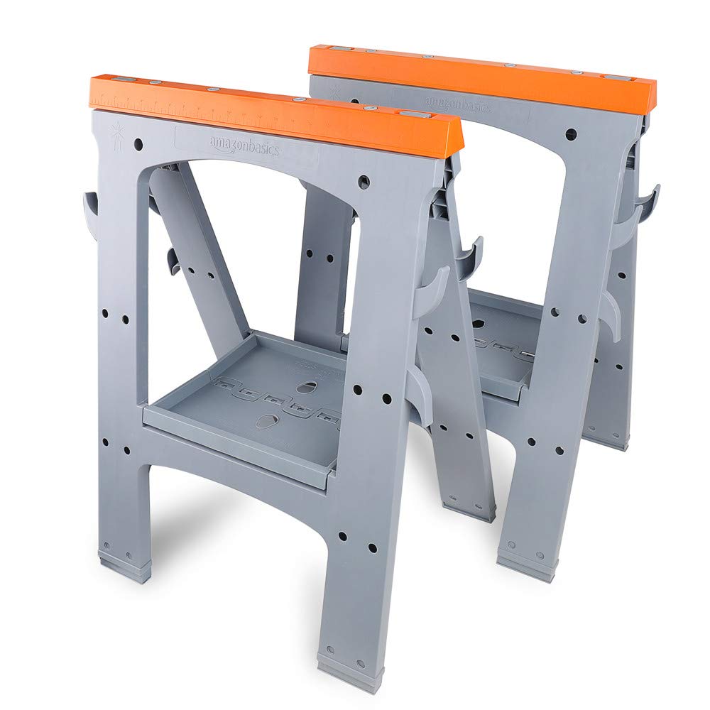 Amazon Basics sawhorse demonstrates 900-pound capacity support.