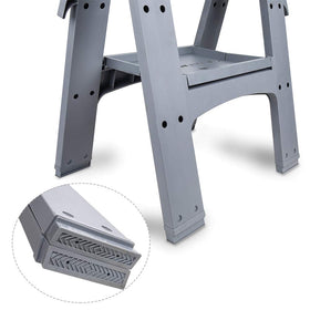 Amazon Basics folding sawhorse set of 2 set up for quick use.
