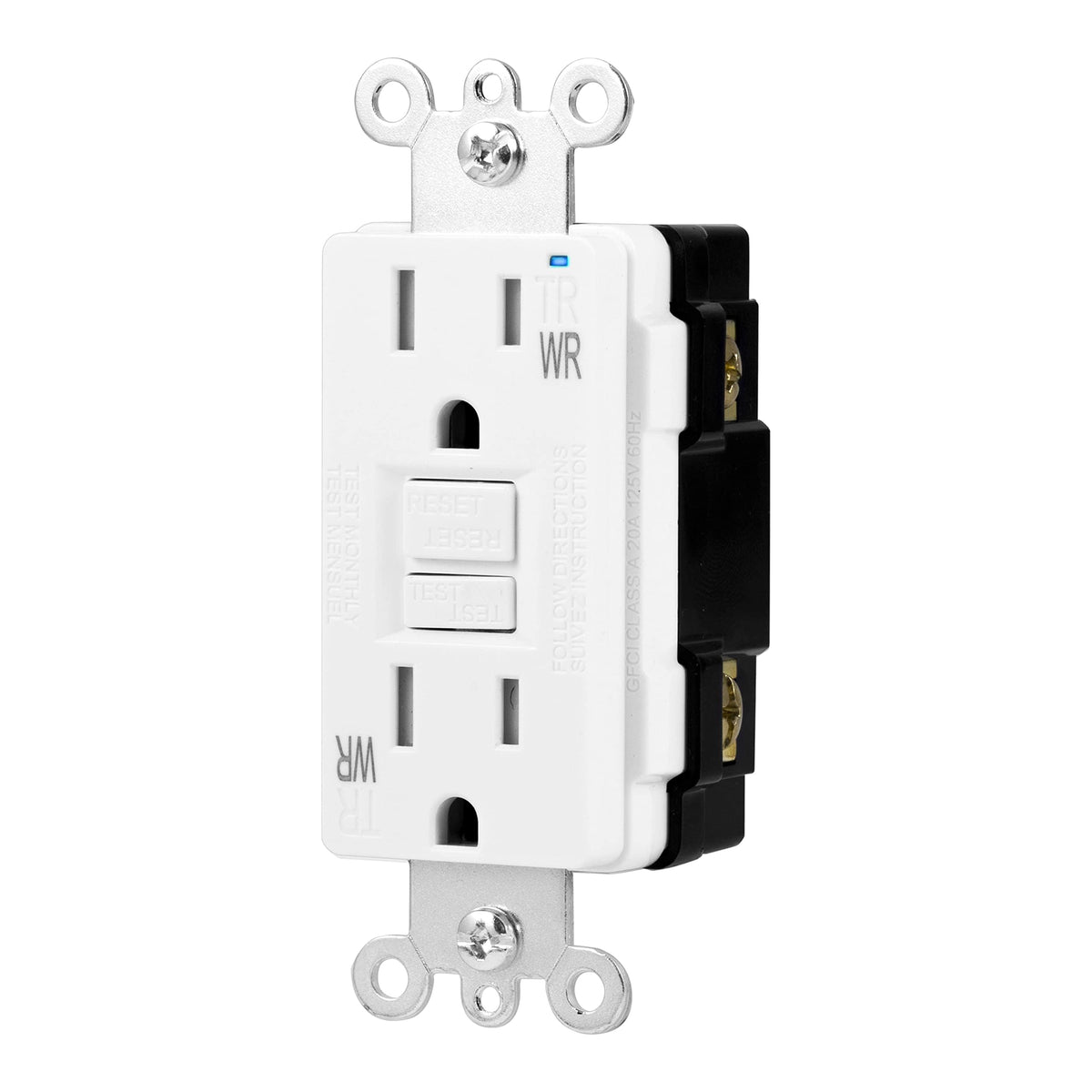 Amazon Basics GFCI receptacle with LED indicator for proactive protection at a glance.