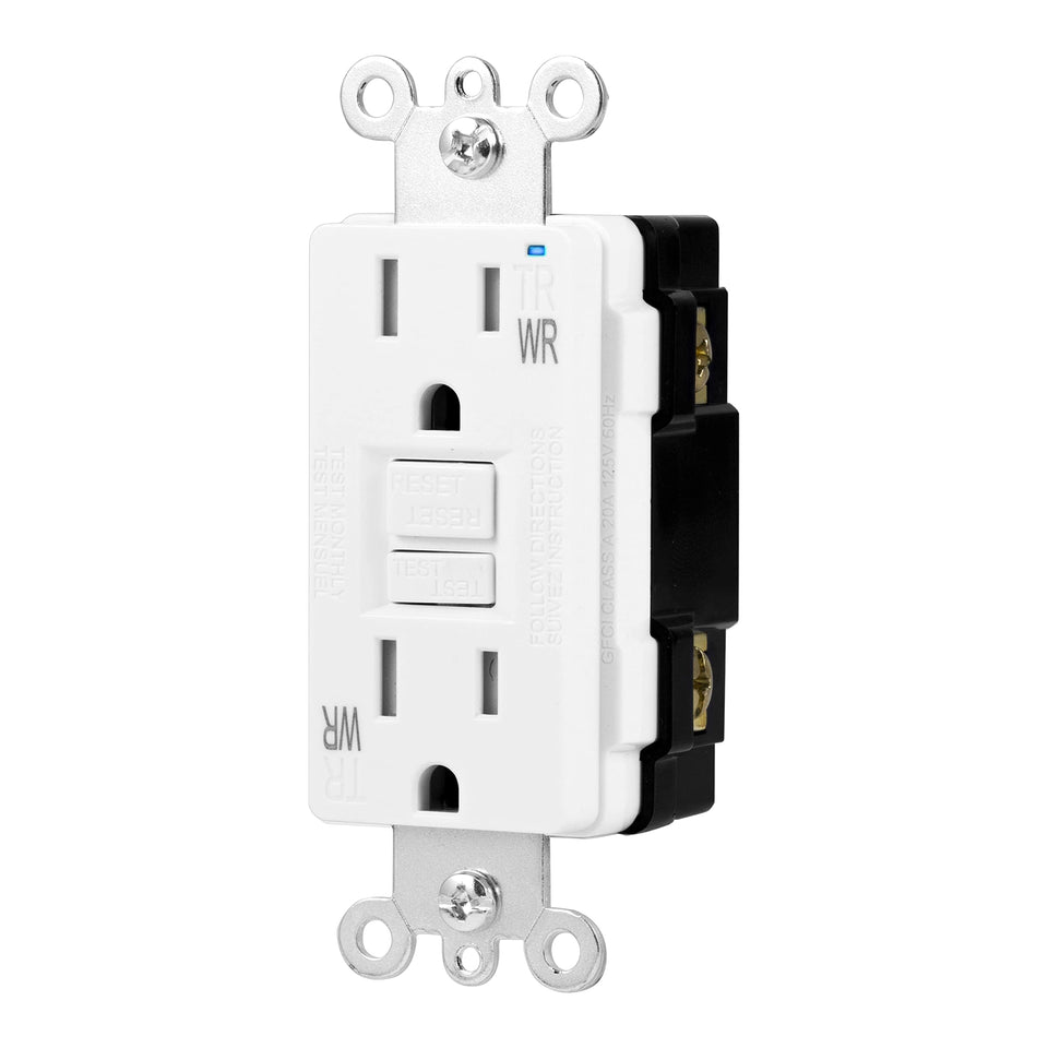 Amazon Basics GFCI receptacle with LED indicator for proactive protection at a glance.