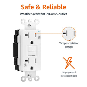 Amazon Basics self-test enabled GFCI receptacle supports reliable ground fault protection anywhere.