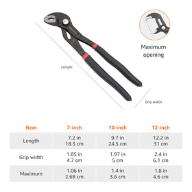 Amazon Basics groove joint pliers with PVC dipped grips for comfortable, secure use.