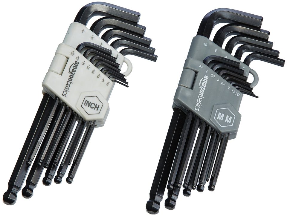 Amazon Basics long-arm hex key set with ball-end for extended reach and torque