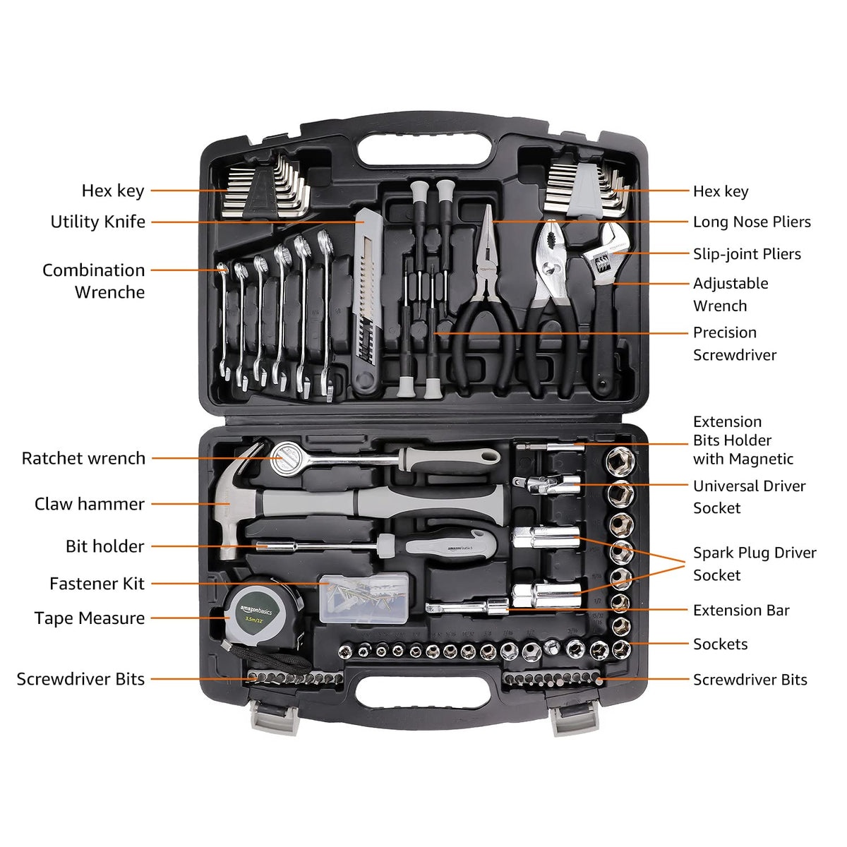 Amazon Basics hex keys 16pc, ready for precise adjustments.
