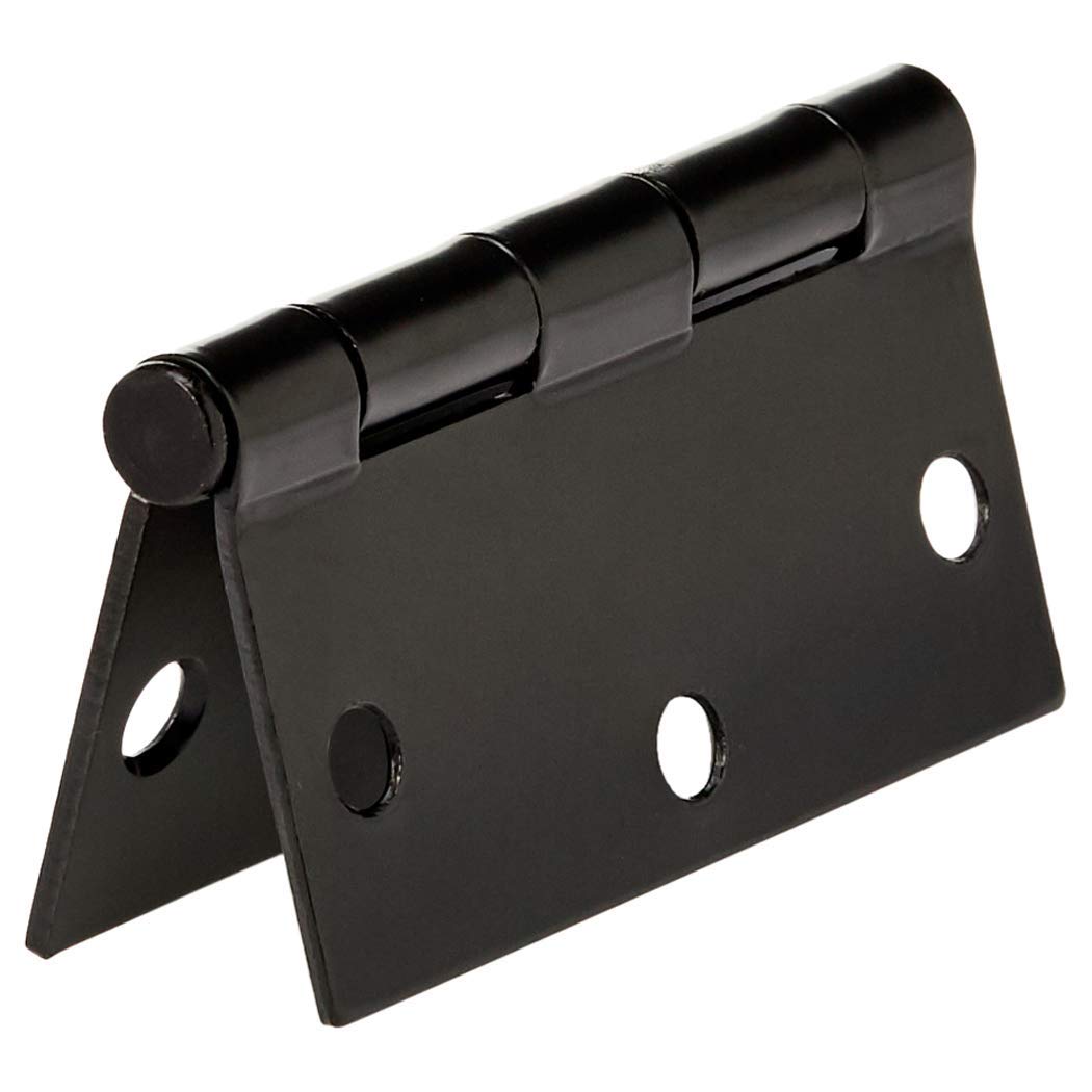 Amazon Basics hinge set close-up highlights durable steel construction and finish.