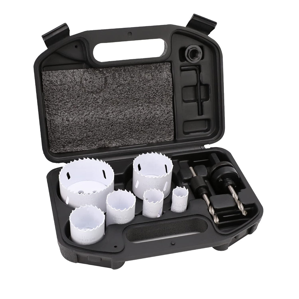 Amazon Basics hole saw kit case for organized storage and easy portability.
