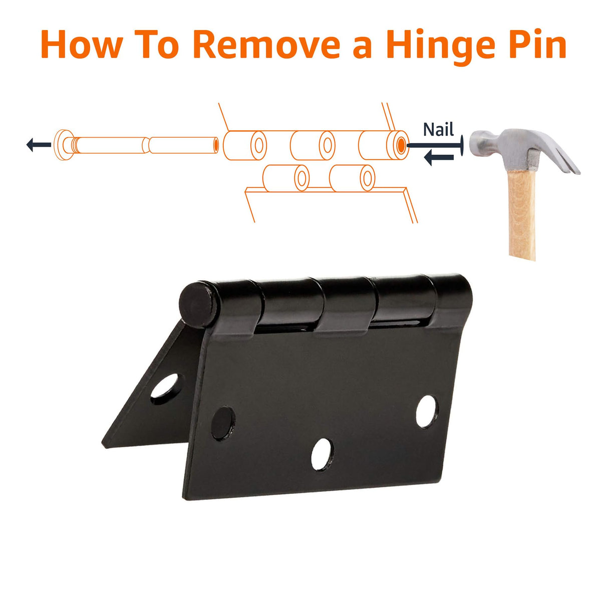Amazon Basics interior door hinges installation view suggests quick, tool-ready setup.