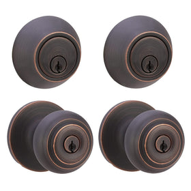 Amazon Basics keyed-alike exterior knob, oil rubbed bronze front view for secure entry