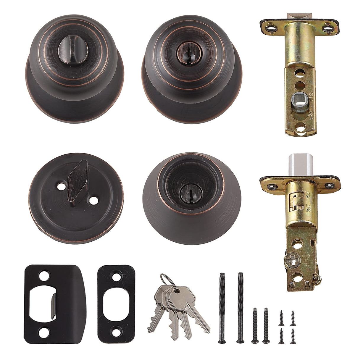 Latch bolt detail on Amazon Basics oil rubbed bronze knob