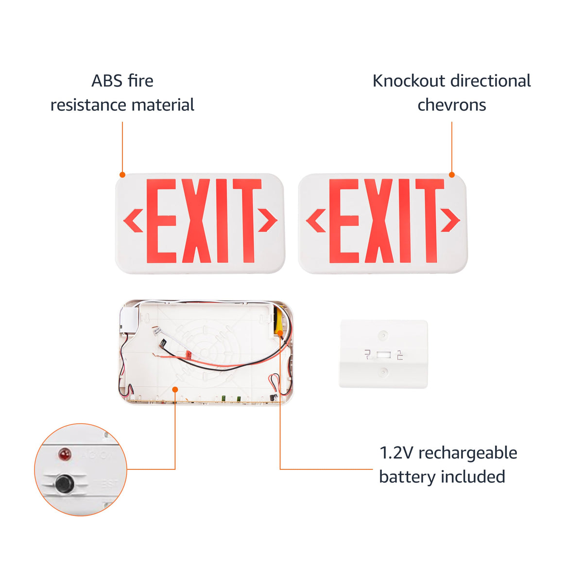 Amazon Basics LED emergency exit sign suitable for damp or indoor spaces