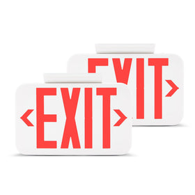 Amazon Basics LED emergency exit sign, double-face front view, clearly marks exits for fast egress.