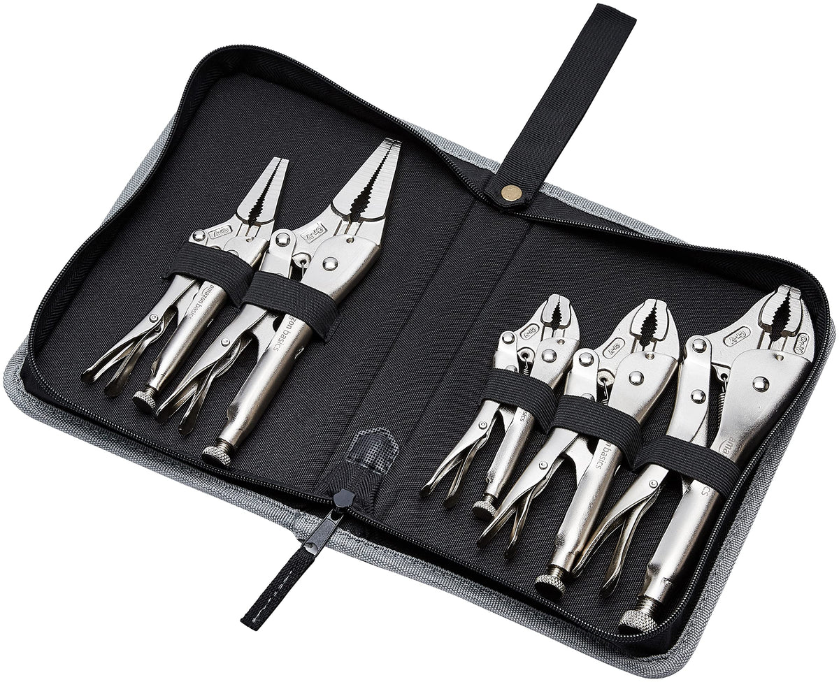 Amazon Basics locking pliers with 10 inch curved jaw reach larger parts securely