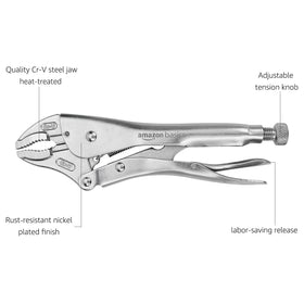 Amazon Basics locking pliers with 9 inch straight jaw for extended reach in fastening jobs