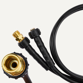 Amazon Basics M22 connection hose features secure fittings for extensions.