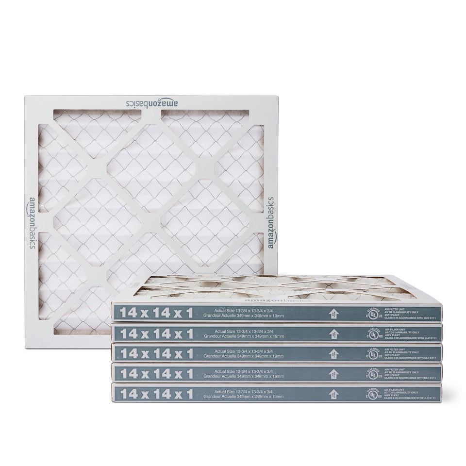 Amazon Basics MERV5 AC furnace air filter pack promotes cleaner air and efficient furnace operation.