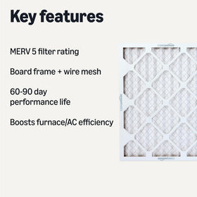 Amazon Basics MERV 5 filter with durable frame provides stable operation.