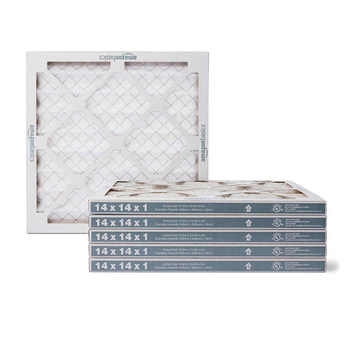 Amazon Basics MERV 5 air filter six-pack for cleaner indoor air.