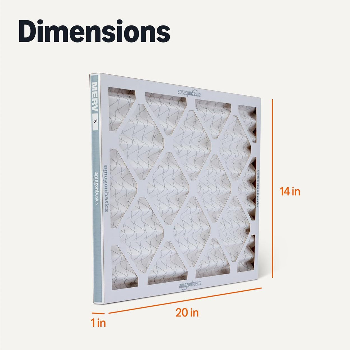Amazon Basics MERV5 six-pack stack highlights convenient replacements.