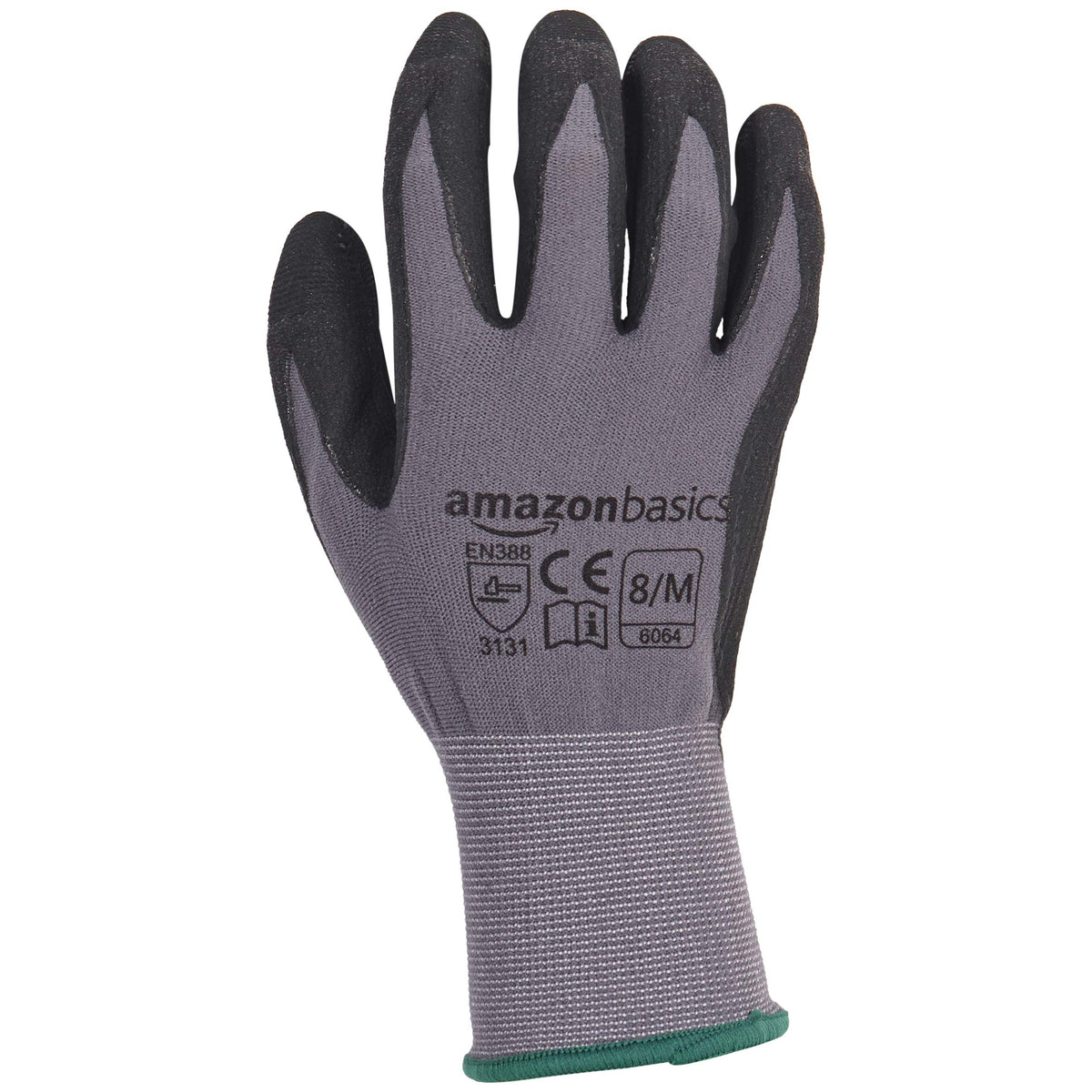 Amazon Basics gloves showing cuff-detail for added debris protection.