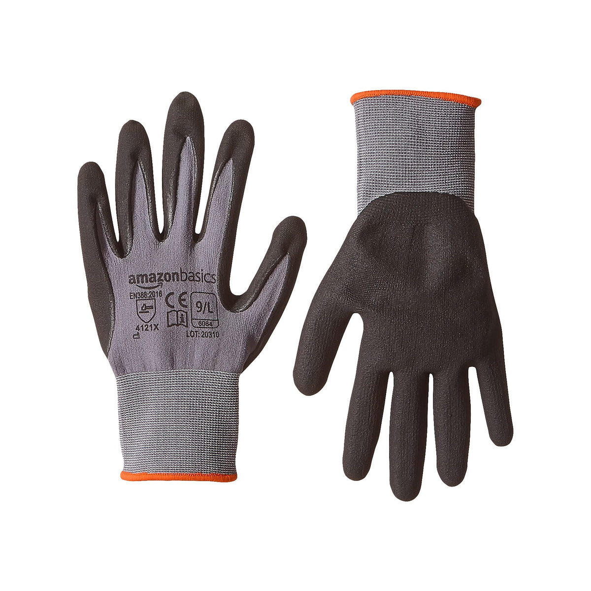 Amazon Basics micro-foam nitrile coated gloves with secure grip for automotive tasks.