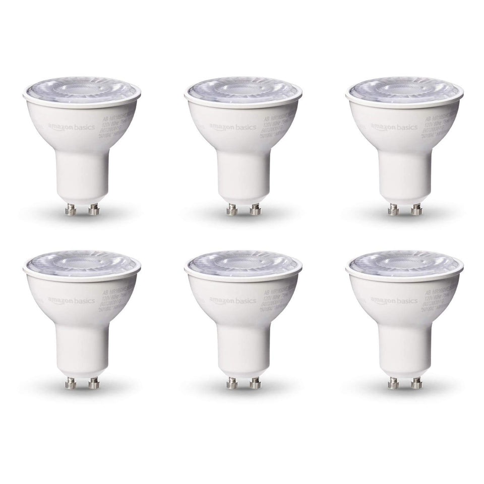 Amazon Basics MR16 LED bulb with GU10 base delivering dimmable daylight 5000K illumination