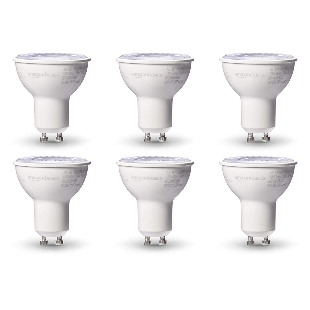 Amazon Basics MR16 LED light bulb in warm white 3000K for efficient illumination.