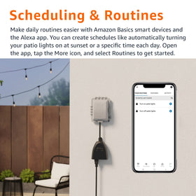 Amazon Basics Outdoor Plug with two independently controlled outlets.