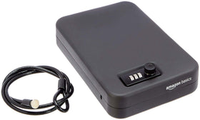 Amazon Basics portable security case with dial combo for secure on the go storage.