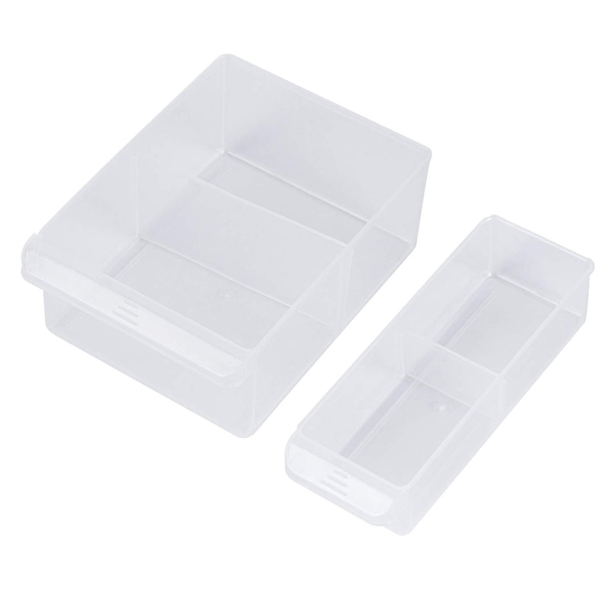 Rear stop tabs keeping contents secure in the Amazon Basics cabinet.