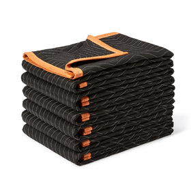 Amazon Basics reinforced moving blanket, side view, protects furniture during a move