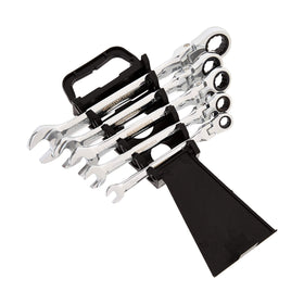 Amazon Basics ratcheting wrench demonstrating 180 degree flex for versatile access