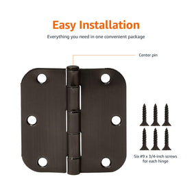 Amazon Basics rounded bronze hinge side view promotes smooth operation and sturdy door alignment.