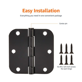 Amazon Basics rounded hinge mounted on a door for smooth operation.