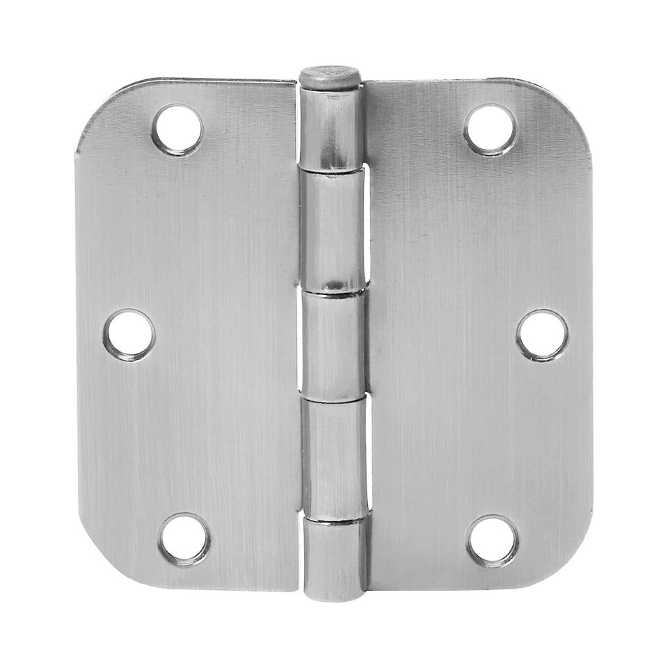 Amazon Basics rounded interior hinges in satin nickel finish for durable interior door operation.