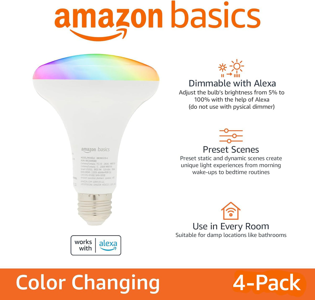 Amazon Basics BR30 with Alexa control for hands-free lighting