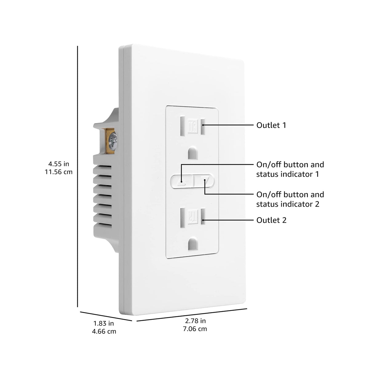 Amazon Basics Smart In-Wall Outlet during Wi-Fi setup in a standard wall box