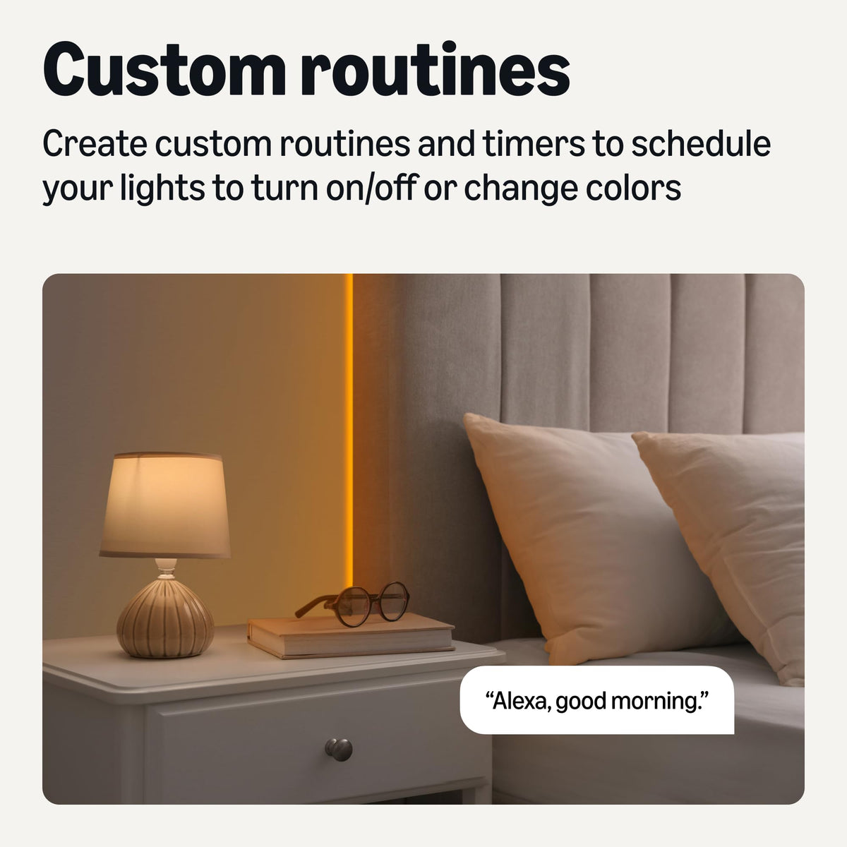 Amazon Basics smart LED strip controlled by Alexa for hands-free lighting.