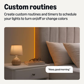 Amazon Basics smart LED strip controlled by Alexa for hands-free lighting.
